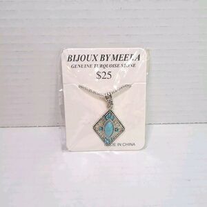 Bijoux By Meera Genuine Turquoise Stone Southwestern Style Necklace Pendant